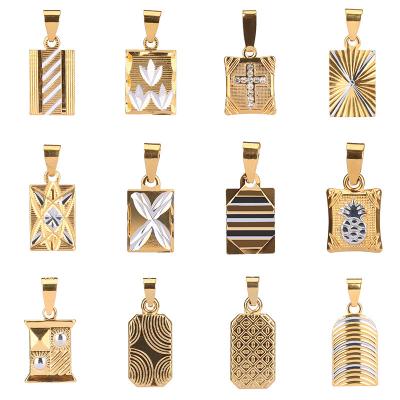 China Block Shaped Jewelry Accessories Good Quality 18k Gold Plated Custom Seller Women Gold Necklace Pendant Necklace for sale