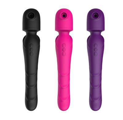 China Eco-Friendly 2023 SHIDUNSI new 10 frequency AV Sucking wand massager 100% waterproof full silicone  massage vibrator with sucker for sale