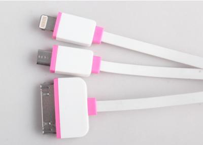 China 1m Multifunction USB Cable Pink , 3 in 1 Retractable USB Charging Cable for sale