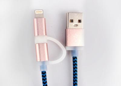 China Blue / Black Braided Micro USB to USB Charging Cable 2A for Fast Charging for sale