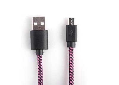 China purple and black Nylon Braided charging Cable for Galaxy , Android , Motorola for sale