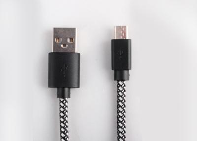 China White / Black  Micro USB Charging Cable 1m Nylon Braided Android Micro USB Cable for sale