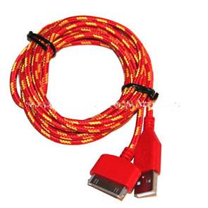 China Red Color 30 Pin To USB Sync And Charge Cable Covered with Nylon , Two Sided for sale