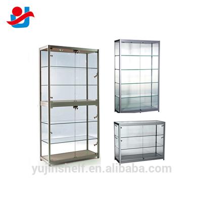 China All kinds of shop store supply glass cabinets/tall wall display case/museum display glass shelves for sale