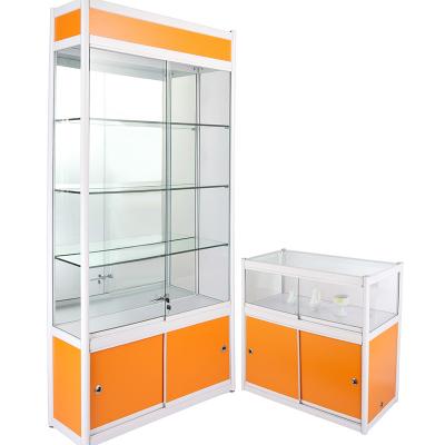 China All Kinds Of Shop Furniture Design For Mobile Shop Display Cabinet Movable Glass Counter for sale