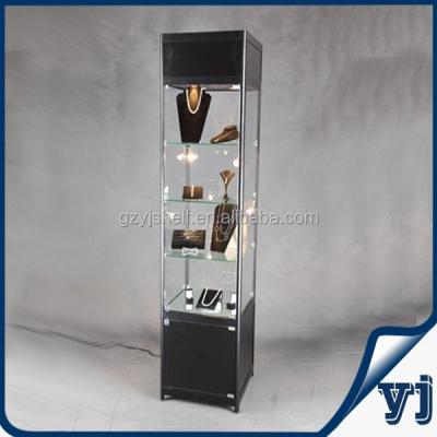 China Portable Custom Titanium Alloy Glass Showcase, Tall Wall Showcase For Watches, Jewellry for sale