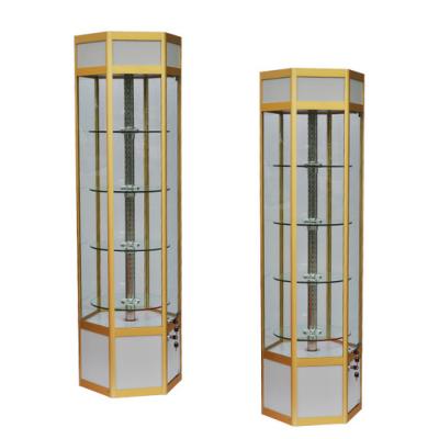 China Retail Store Clear Glass Display Revolving Glass Display Stand, Revolving Glass Showcase, Revolving Jewelry Cabinet for sale