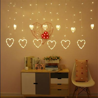 China Love Heart LED Curtain String Lights LED Love Heart Shape Window Curtain Hanging String Light For Wedding Home Decoration for sale