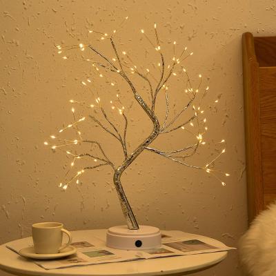 China Christmas Festival Decoration Battery and USB Powered 108 LED Shimmer Tree Lamp Bonsai Mini Tree Light Tabletop Artificial Tree Light for Home Decoration for sale