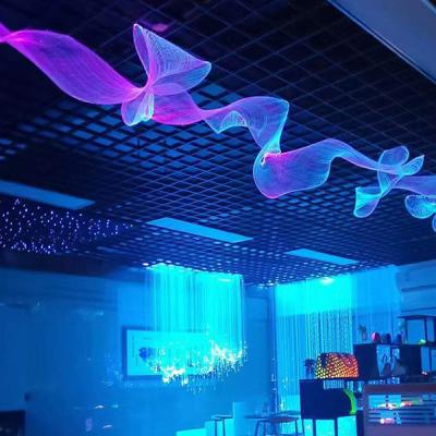 China Super shine colorful christmas led mesh fiber optic light for decorative ceiling and tree fiber optic netting with good price for sale