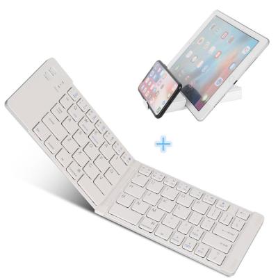 China Wireless 66keys bluetooth foldable white aluminum keyboard for 5 inch android ipad smartphone for sale