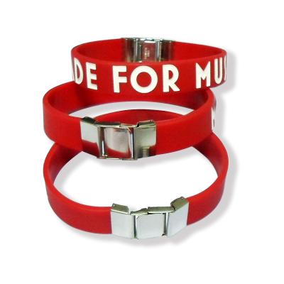 China Durable 2021 Hot Selling Aluminum Silicone Wristband Buckle Silicone Wristband for sale