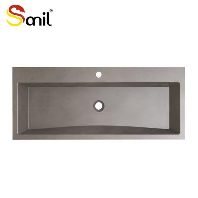 China Smooth Cement concrete basin dark grey sink simple industrial style wash basin for sale