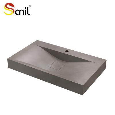 China Soft Rectangular Gray Vanity Sink Cabinet Bathroom Basin Colored Modern Cement Basin for sale