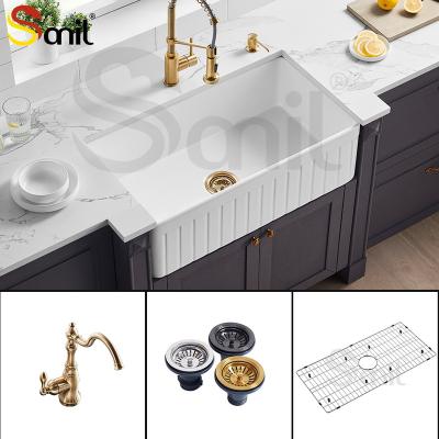 China Without Faucet Fireclay Single-bowl Kitchen Sink, 33 Inch Commercial Kitchen Farmhouse Sink, Large Kitchen Sink for sale