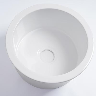 China Spot Sale Round Flushbonading Fireclay Sink Modern White Kitchen Sink for sale