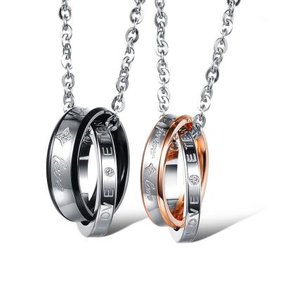 China CLASSIC Couples Love Forever Rings Pendant Necklaces For Women Men Stainless Steel Link Chain Necklace Jewelry for sale