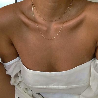 China Fashionable Wholesale Free Tarnish Stainless Steel Minimalist Thin Gold Plated Snake Chain Necklaces Jewelry for sale