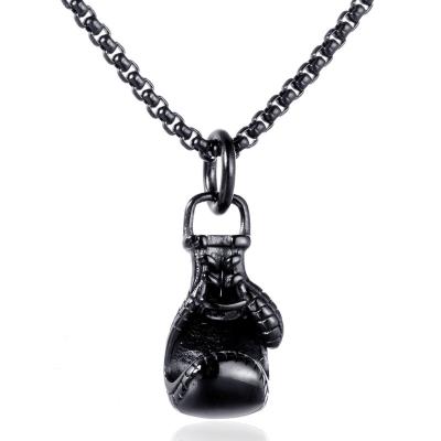 China Handsome Mini Boxing Glove Necklace Cool Stainless Steel Pendant CLASSIC Match Jewelry Boxing For Mens Boys for sale