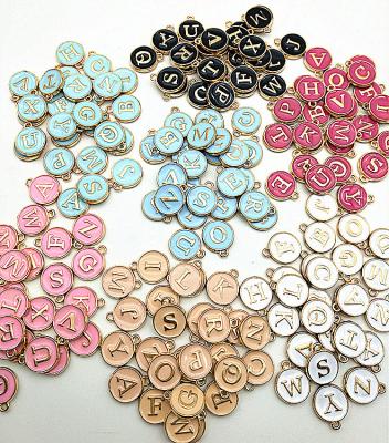 China Double Side 26pcs 12mm Enamel Letter Charms Alphabet Initial Bracelet Charm Pedant For Jewelry Making A-Z for sale