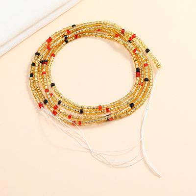 China Colorful Beaded Bohemian Waist Chain For Women Plus Size African Non-Stretching Link-on Belly Chain Bikini Summer Body Jewelry for sale