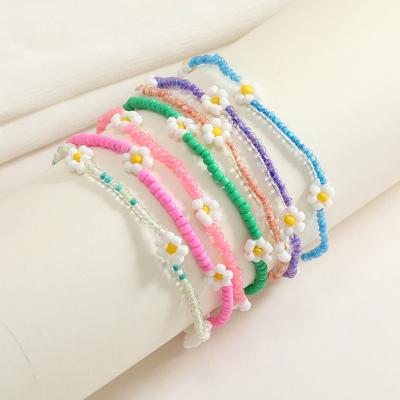 China Flower Handmade Bohemian Colorful Beaded Bracelet Creative Daisy Friendship Bracelet For Women Girls for sale