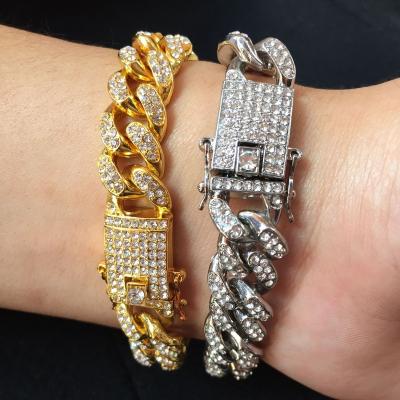 China Wholesale Cuban Chain Bracelets Hip-Hop Style Jewelry Custom Men's Diamond Bracelet for sale