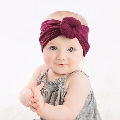 China Wholesale Nylon Various Colors Baby Cotton Soft Headbands Kids Bow Elastic Headband Hair Accessories for sale