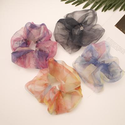 China Large Large Intestine Giant Circle Cloth Scrunchies Mesh Scrunchies Girl Hairband Hair Ties Ponytail Holder Oversized Headwear for sale