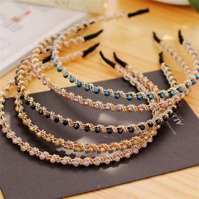 China Non-slip Diamond Hoop Headband Hair Framing Accessories Shiny Luxury Rhinestone Rhinestone Girls Women Cloth Hair Band for sale