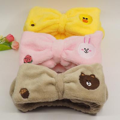 China Cute Cat Cat Plush Bath Shower Headwear Bandana Face Wash Makeup Plush Cosmetic Wide Elastic Hair Sticky Band Female Hair Accessories for sale