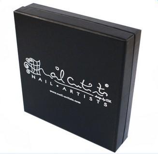 China Logo Silver Foil Stamping Cosmetic Paper Box , Black Color Cosmetic Box Packaging for sale