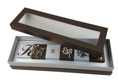 中国 PVC Transparent Lid Brown Color Cardboard Material Bottom Logo Color  Printing  Box for 6 pieces  Chocolate Packing 販売のため