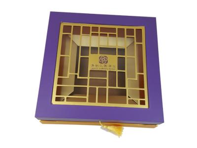 中国 Purple Cardboard Box Customized Gift Box Packaging Colors Printed Design Paperboard Material Box with Lattice Window 販売のため