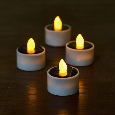 China New Fashion Best Party Decor Flameless LED Electronic Romantic Gift Plastic Solar Candle Light for sale