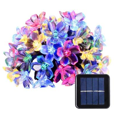 China 8 Modes Peach Blossom 8 Mode Led Garden String Panel Flashing Outdoor Rope Powered Door Fairy House Solar Christmas Light for sale