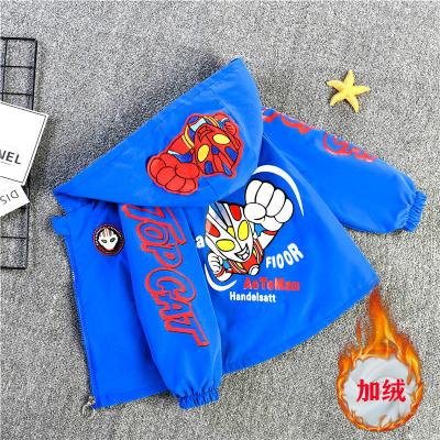 China Boys Spider-Man Fashion China Long Sleeve Fleece Coat Kids Ultraman Windproof for sale