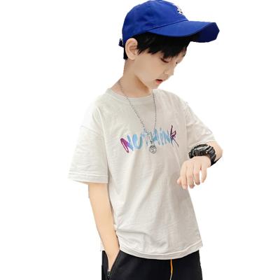 China Fashion Anti-Shrink Printing White O Neck Boys Cotton Summer T Shirt for sale