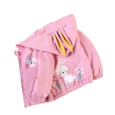 China Wholesale Cheap Anti-wrinkle Winter Girls Winter Coat Pink Fur Coats For Kids Girls Cartoon Rabbit Print Winter Coat for sale