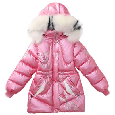 China New Design Winter Anti-wrinkle Cotton Padded Long Warm Winter Jacket Kids Girls Waterproof Fur Down Coat for sale