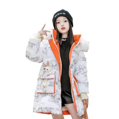 China 2021 New Anti-wrinkle Girls Winter Padded 3d Rabbit Kids Long Jackets Cotton Cute Jackets Children Cute Coat for sale