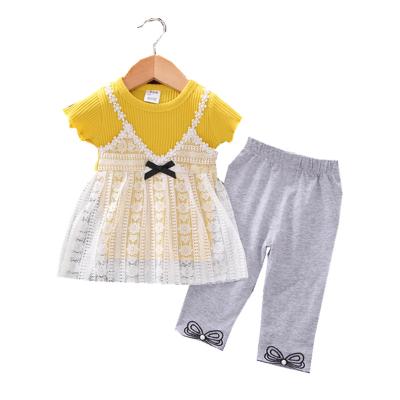 China Pink Baby Girls Lace Dress Summer Little Girls Dressing Gown Casual Kids Clothes Dress Set for sale