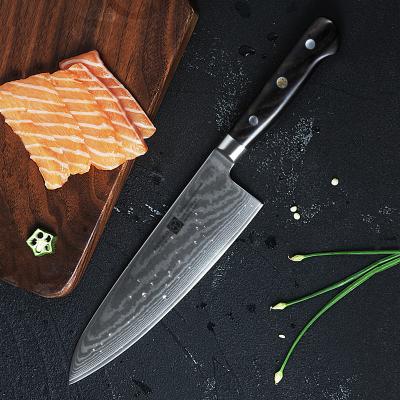 China Fangzuo Professional 8 Inch VG10 Damascus Steel Sustainable Kitchen Cooking Chef Knife Gyuto Knife Ebony Wood Knives Handle for sale