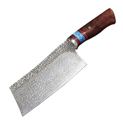 China Fangzuo Viable Durable Steel Professional Chinese Chef Knife Chopper Cleaver With Wood Handle 7 Inch Damascus Kitchen Knife for sale