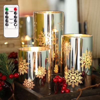 China Birthdays Orstar Christmas Candles,Luxury Led Candle Jar Flameless Glass With Outside,Pillar Timer Candles For Home Decor for sale