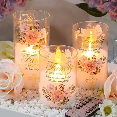 China Birthdays Orstar Spring Flameless Candles with Outside, Prayer Theme Glass Candles, Battery Operated Real Wax Candles for sale