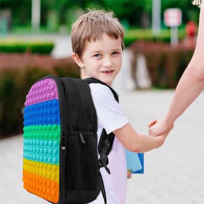 China With Custom Silicone Toy Candy Color Popoit Bubble Puzzle Bag Kids School Silicone Material Waterproof Backpack for sale