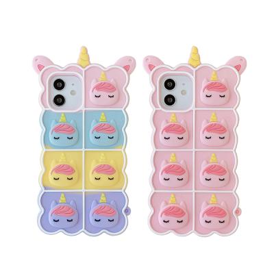 China Popular Hot Squid Game PopoitPop Bubble Bouncy Person Toys Case For iPhone 11 3D Cartoon Cat iPhone13 Soft Silicone Cover for sale