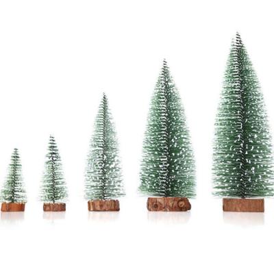 China Miniature Wooden Tree Decorations Christmas Party Table Top Decor Winter Home Ornaments for sale