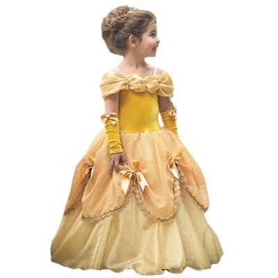 China Sweet flower dresses Belle Princess Dress factory yellow and pink high quality wholesale for sale